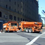 075 - Thu 10AM - big dump trucks blocking the street